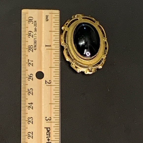 Signed Original By Robert Oval Victorian Black Glass Cabochon Brooch / Pendant - Picture 12 of 13